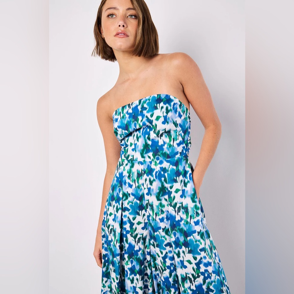 APRICOT Blue & Green Print Cutout Jumpsuit